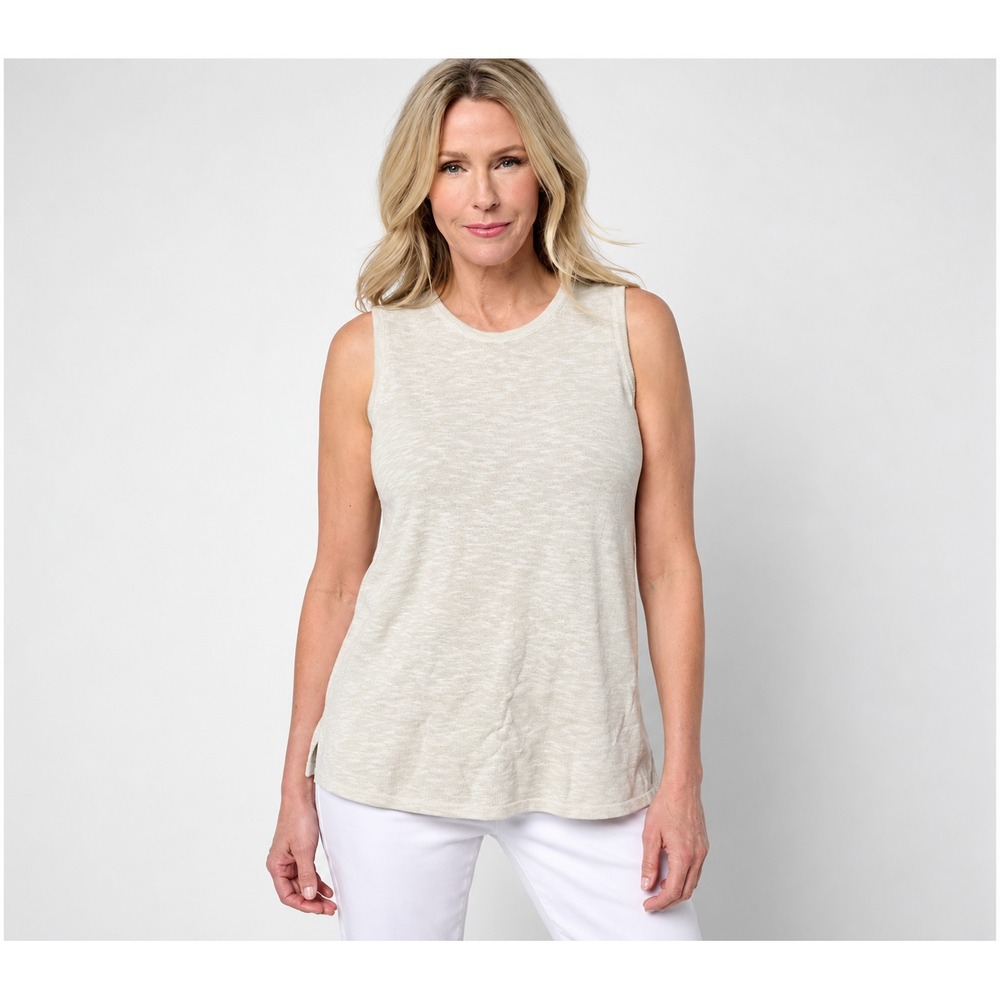 Martha Stewart Signature Modern Knit Tank Top Summer Sand, Medium